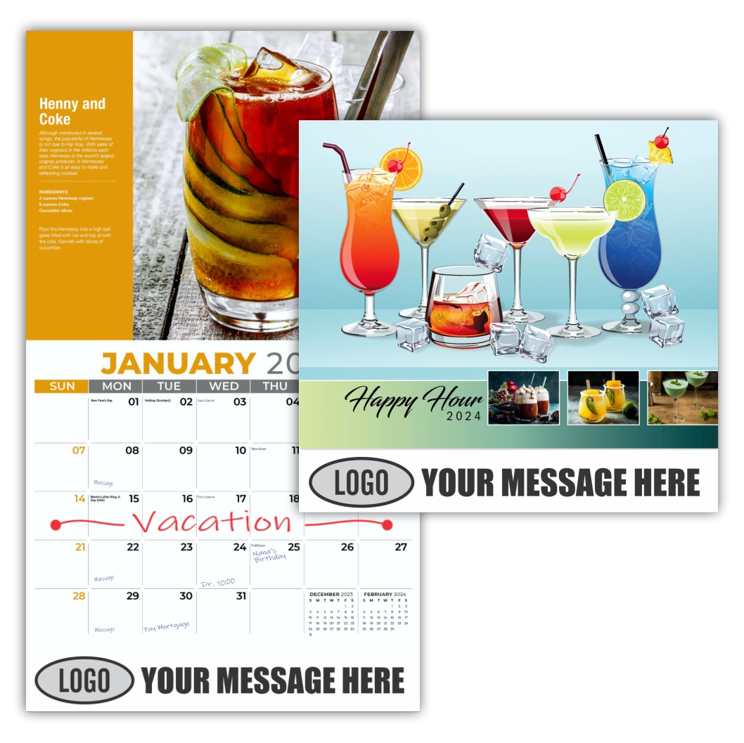 Happy Hour Cocktails 2024 Business Promotional calendar