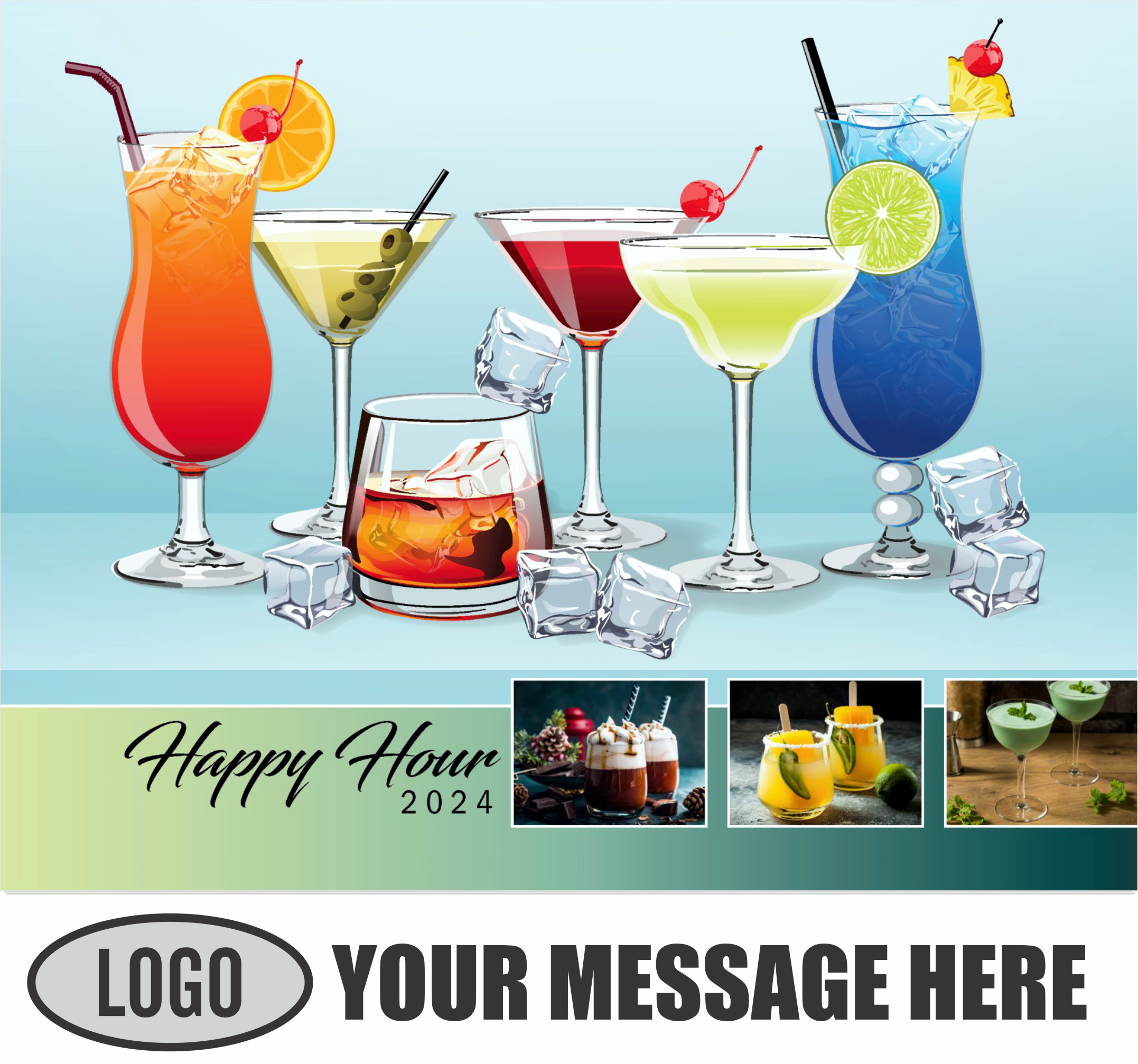 Happy Hour Cocktails 2024 Business Promotional Calendar - cover