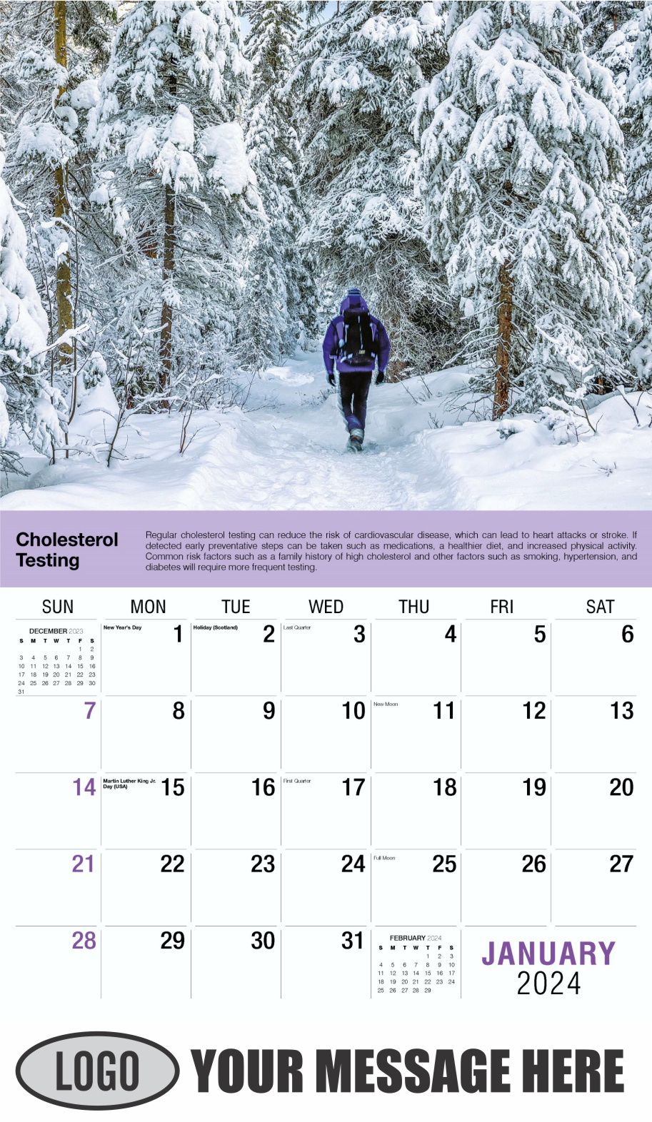 Health Tips 2024 Business Promo Wall Calendar - January
