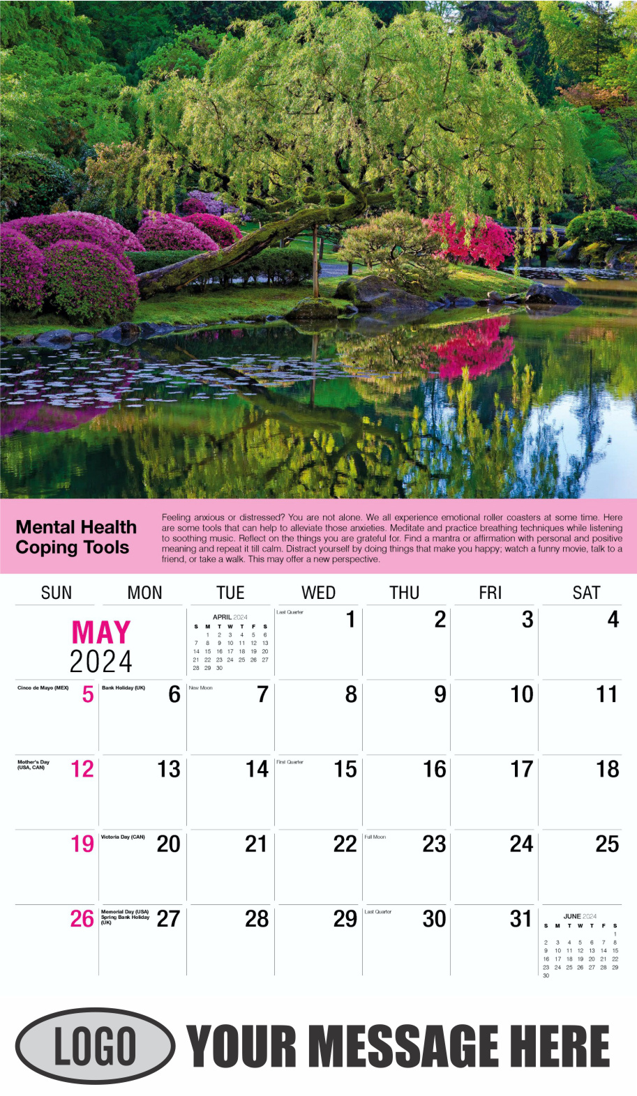 Health Tips 2024 Business Promo Wall Calendar - May