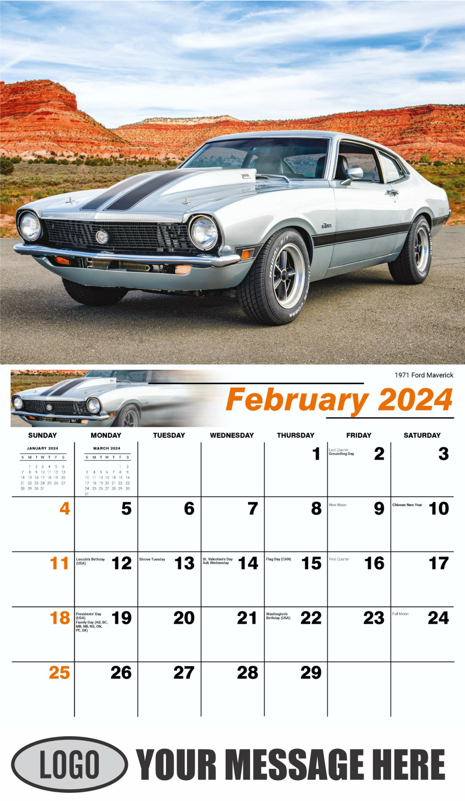 Henry's Heritage FORD Cars 2024 Automotive Business Promo Calendar - February