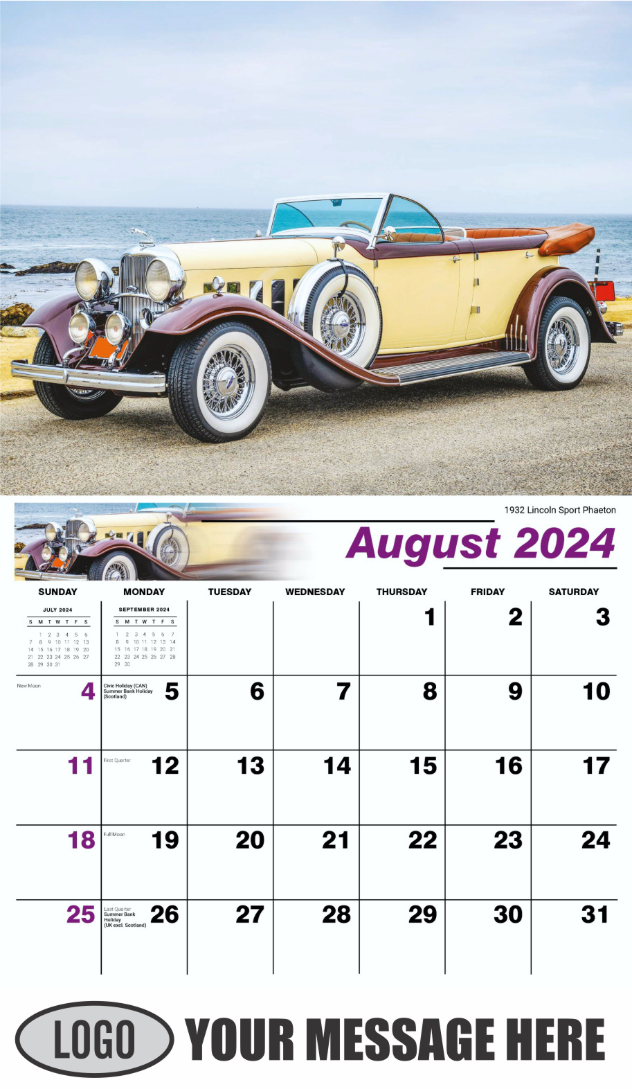 Henry's Heritage FORD Cars 2024 Automotive Business Promo Calendar - August