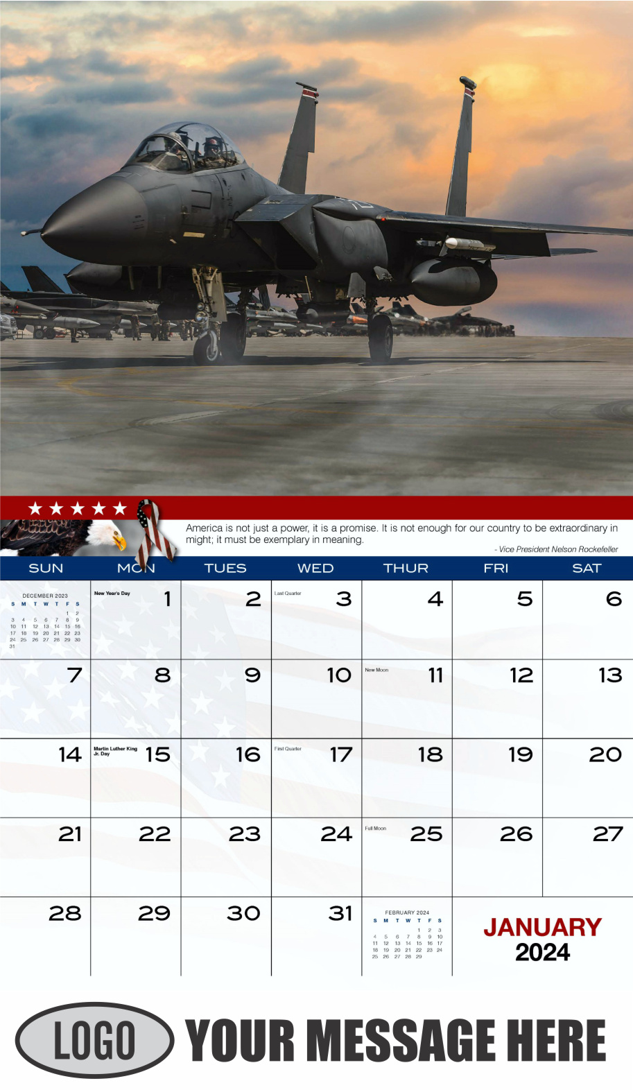 Home of the Brave 2024 USA Armed Forces Business Promo Calendar - January