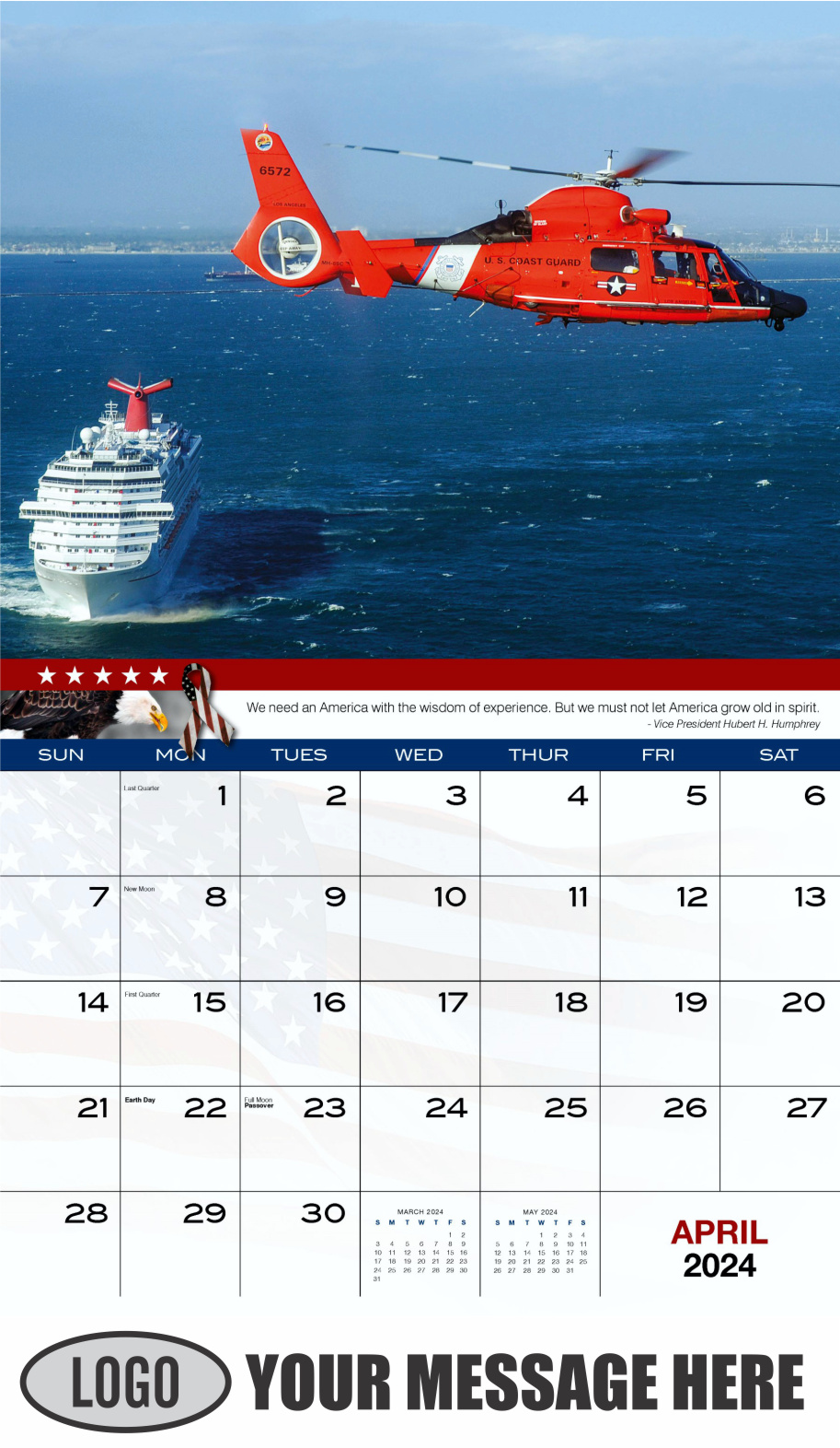 Home of the Brave 2024 USA Armed Forces Business Promo Calendar - April
