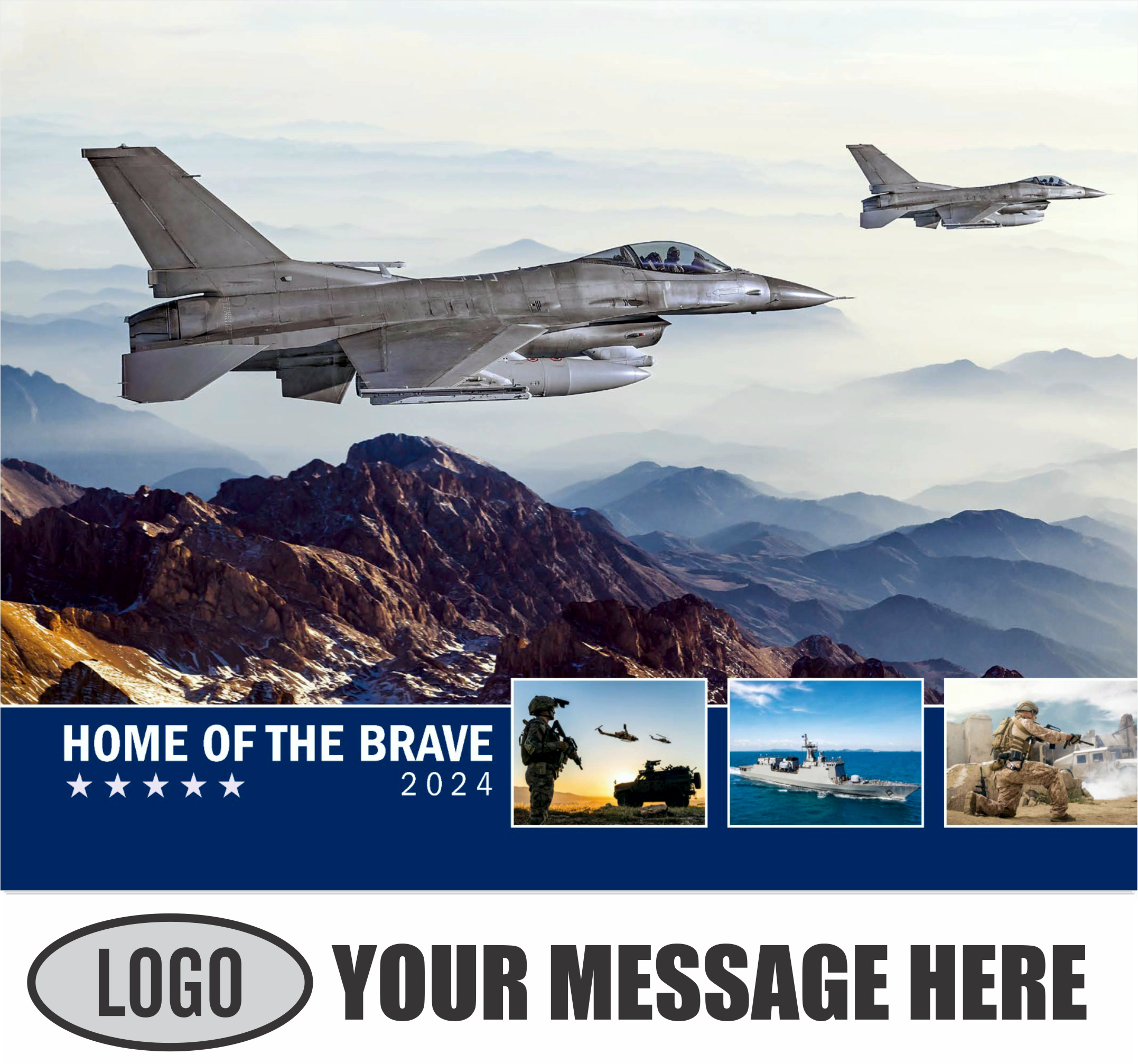 Home of the Brave 2024 USA Armed Forces Business Promo Calendar - cover
