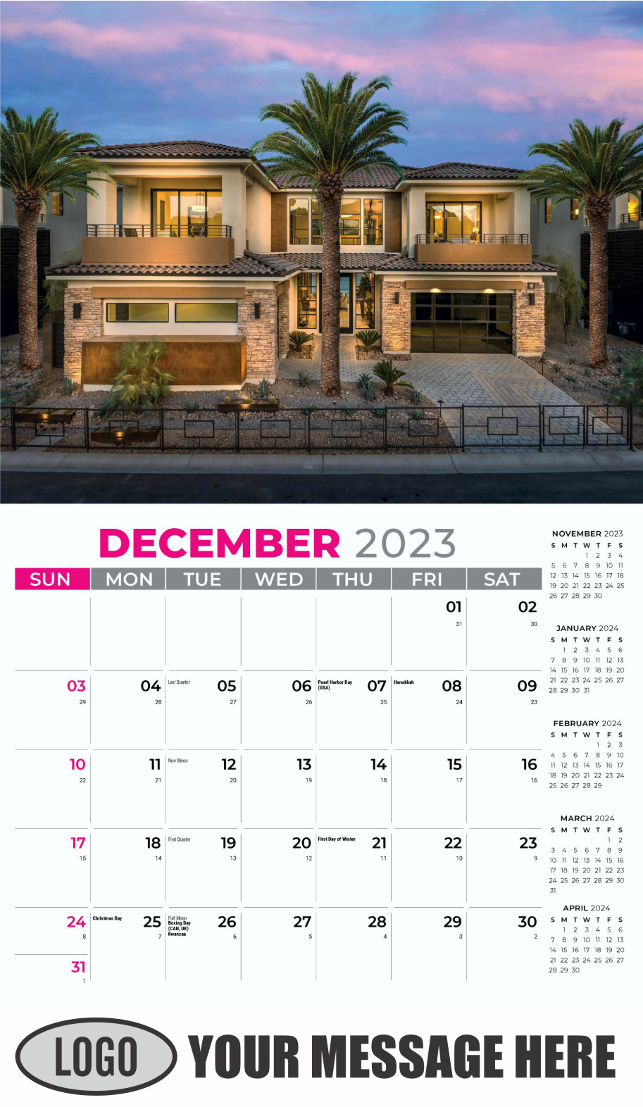 Luxury Homes 2024 Real Estate Agent Promotional Wall Calendar - December_a