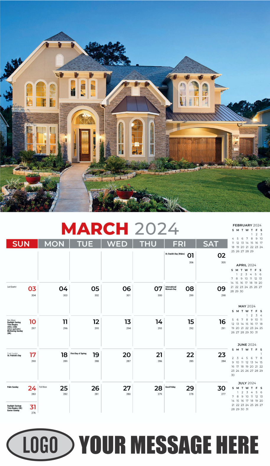 Luxury Homes 2024 Real Estate Agent Promotional Wall Calendar - March