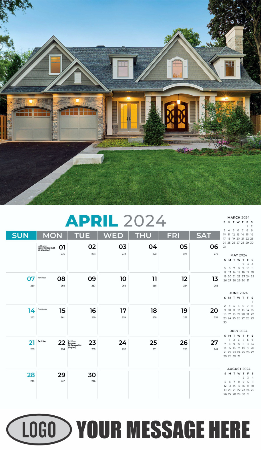 Luxury Homes 2024 Real Estate Agent Promotional Wall Calendar - April