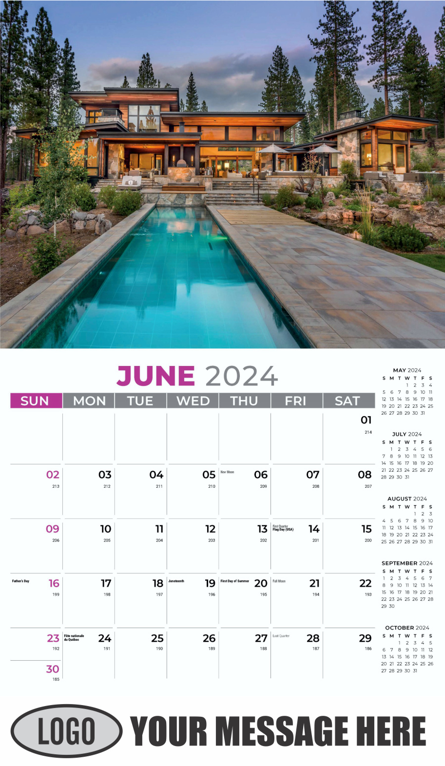 Luxury Homes 2024 Real Estate Agent Promotional Wall Calendar - June