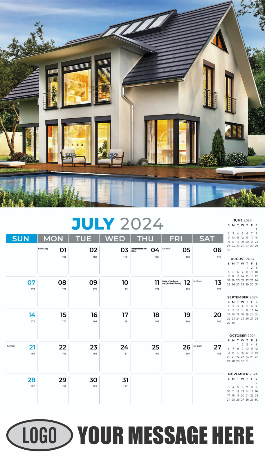 Luxury Homes 2024 Real Estate Agent Promotional Wall Calendar - July