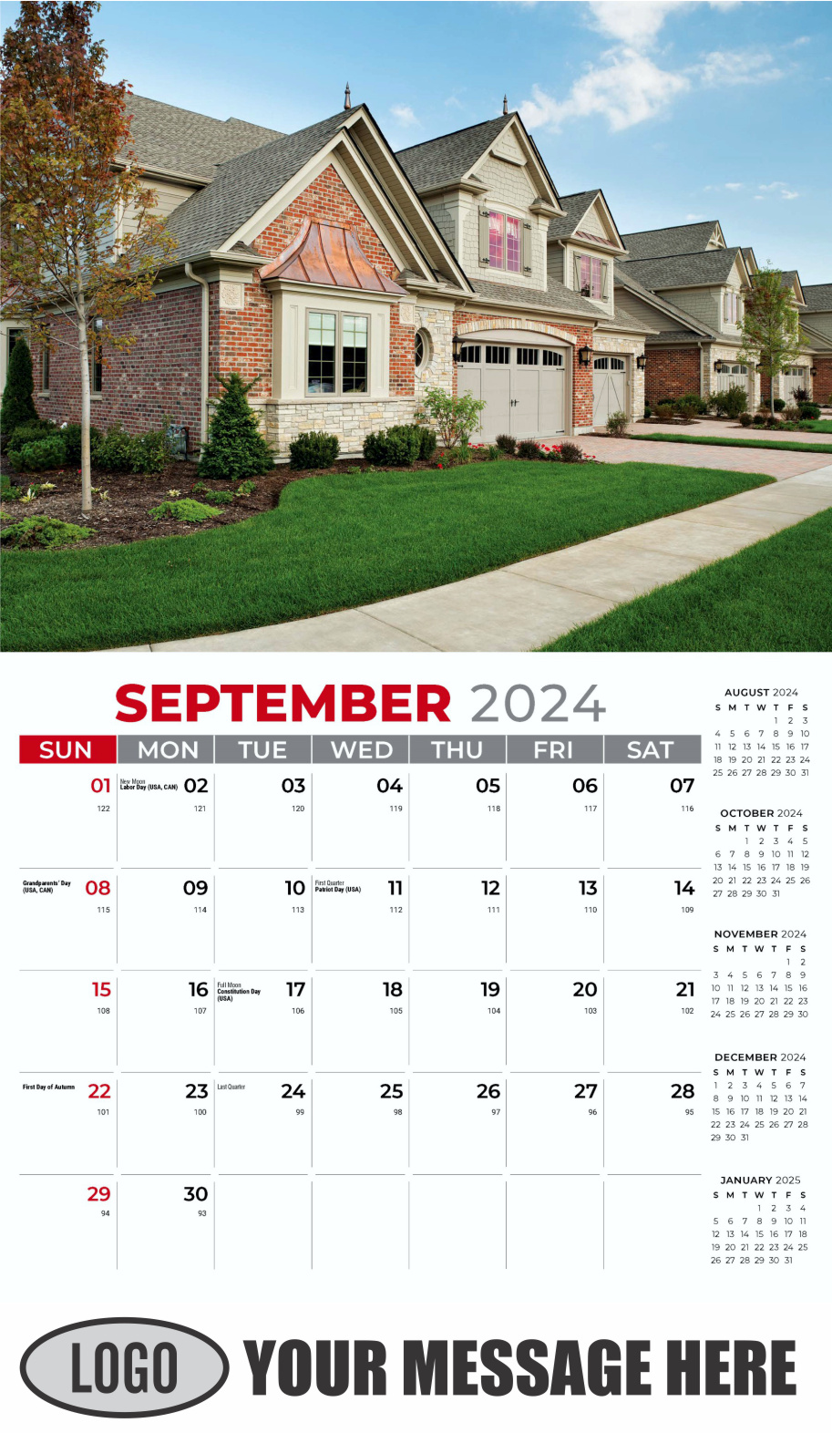 Luxury Homes 2024 Real Estate Agent Promotional Wall Calendar - September