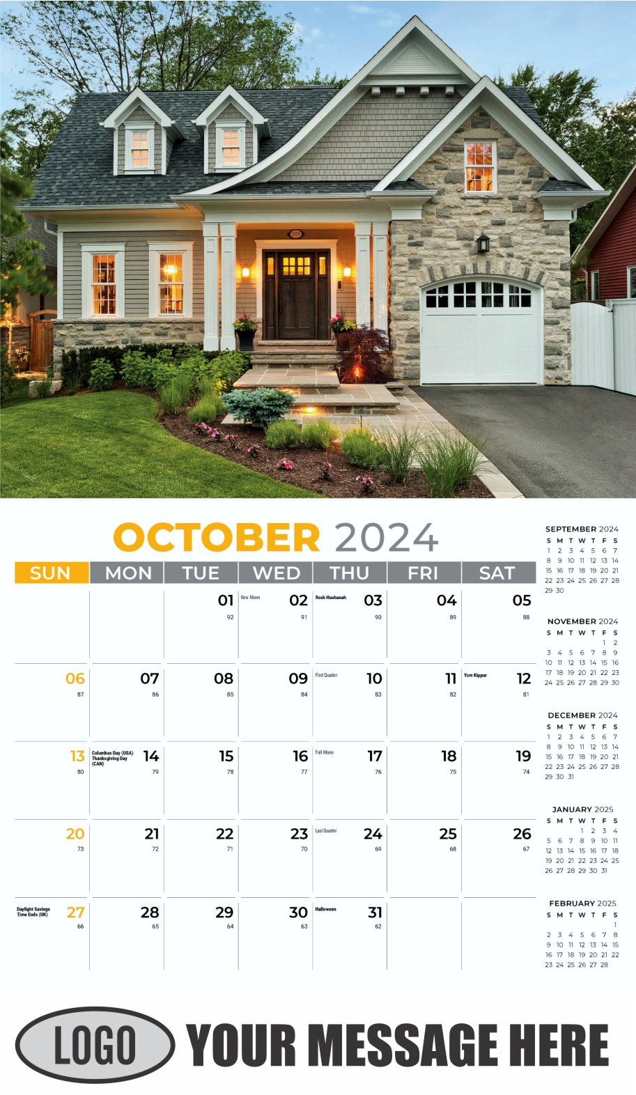 Luxury Homes 2024 Real Estate Agent Promotional Wall Calendar - October