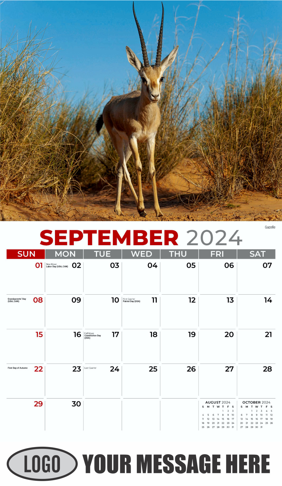 International Wildlife 2024 Business Advertising Wall Calendar - September
