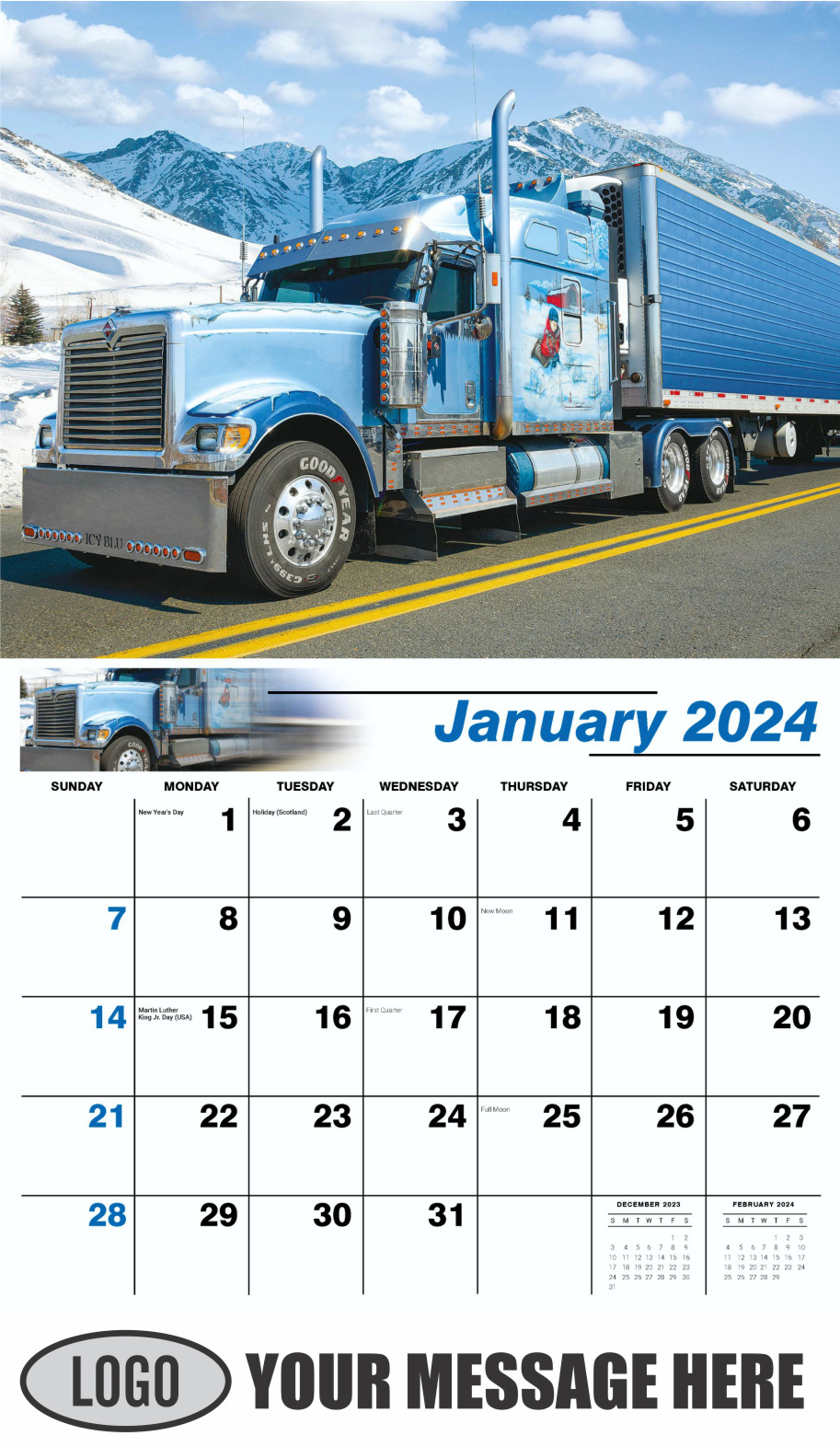 Kings of the Road 2024 Automotive Business Promotional Calendar - January