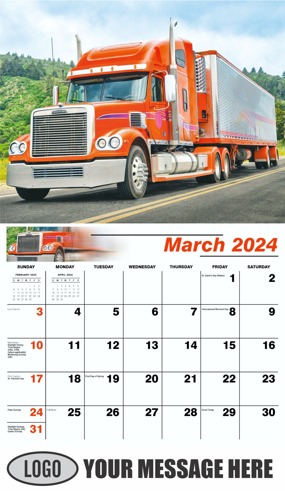 Kings of the Road 2024 Automotive Business Promotional Calendar - March