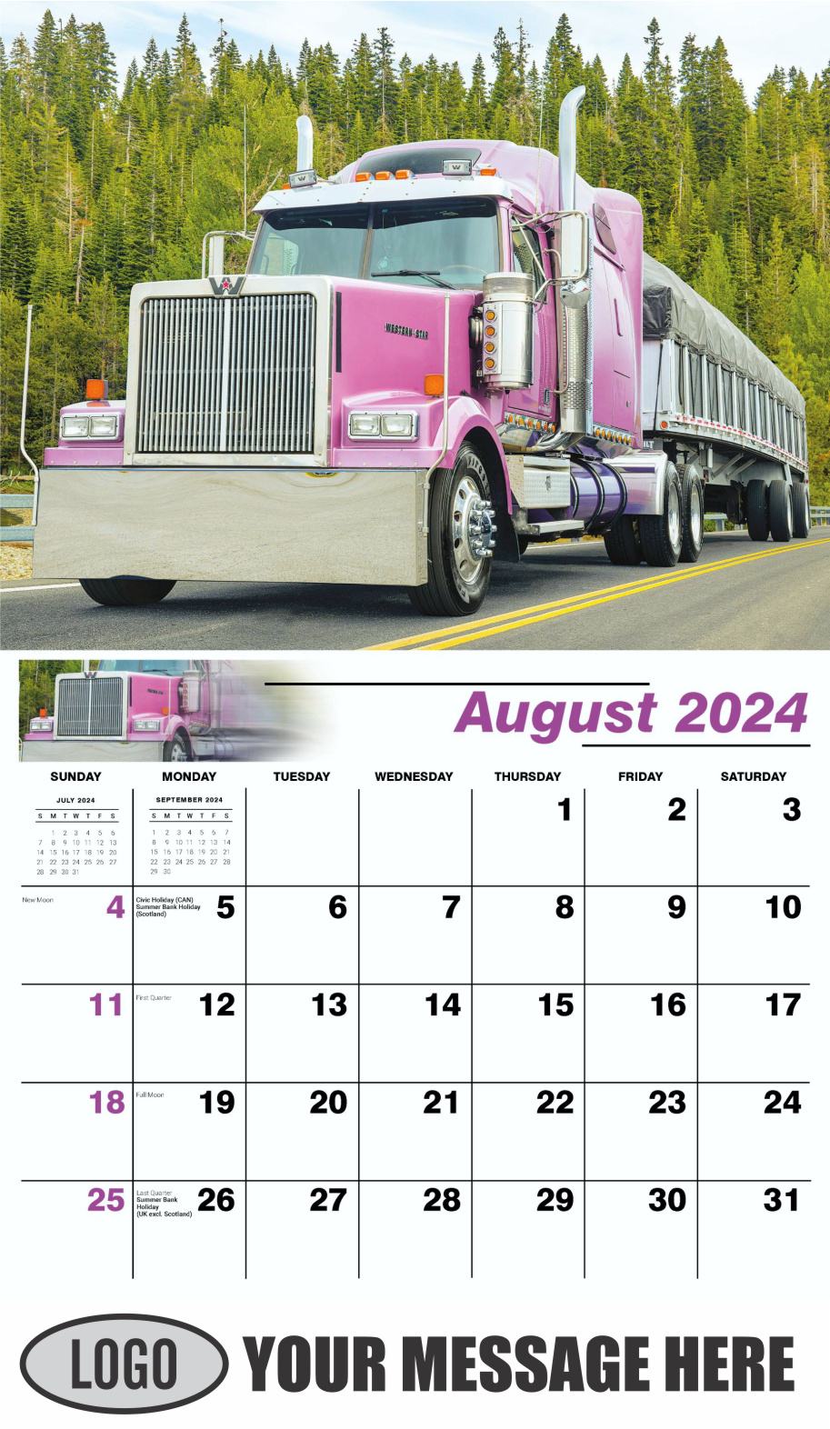 Kings of the Road 2024 Automotive Business Promotional Calendar - August