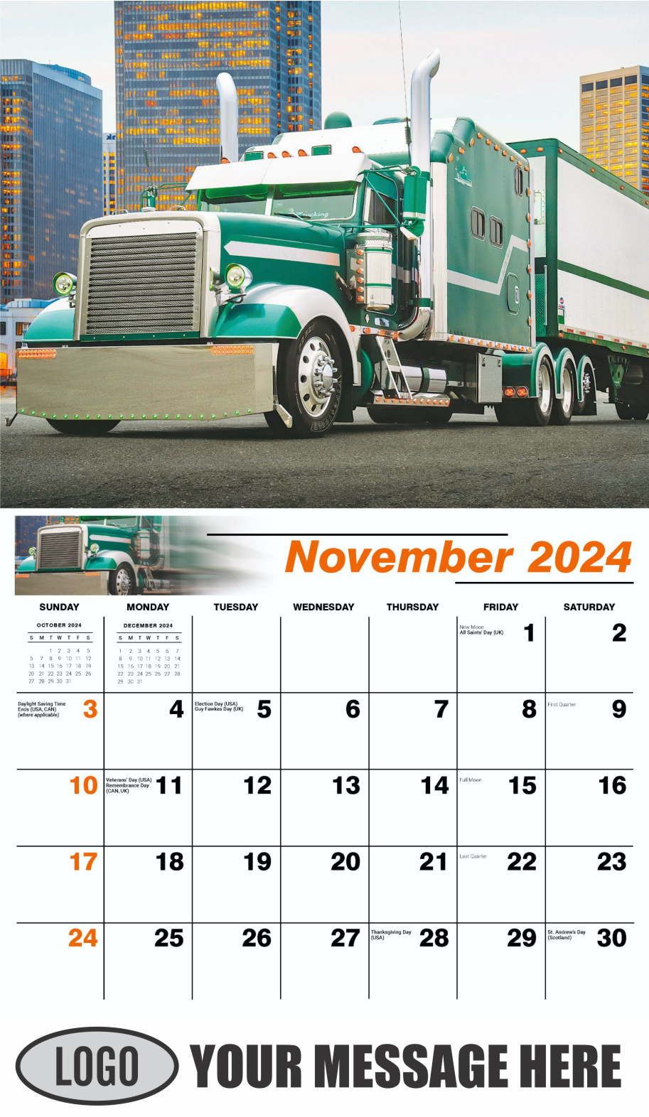 Kings of the Road 2024 Automotive Business Promotional Calendar - November