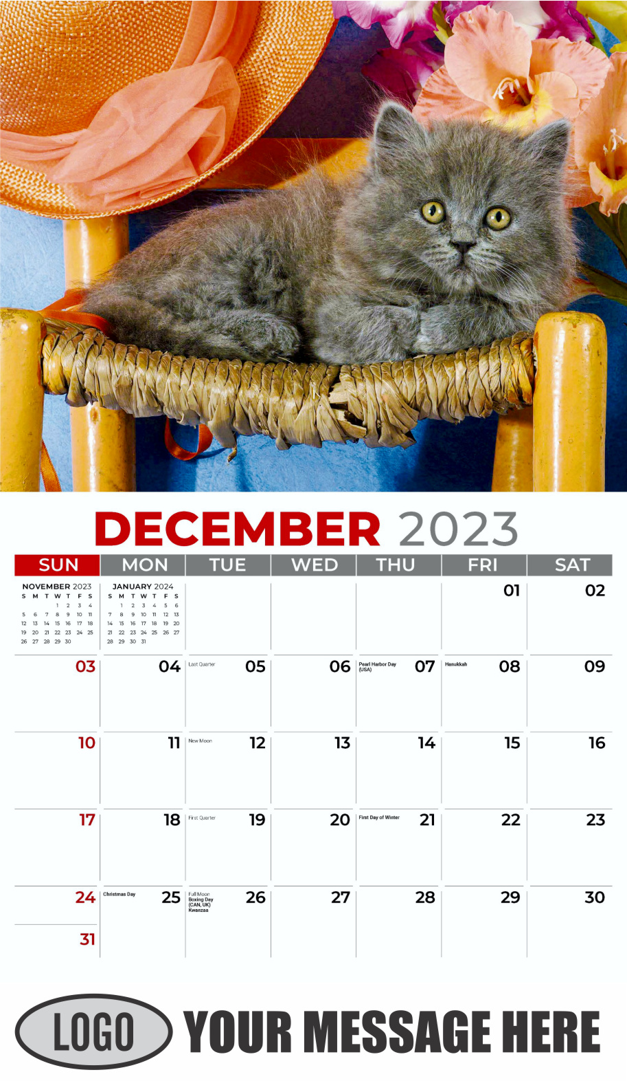 Kittens 2024 Business Promo Wall Calendar - December_a