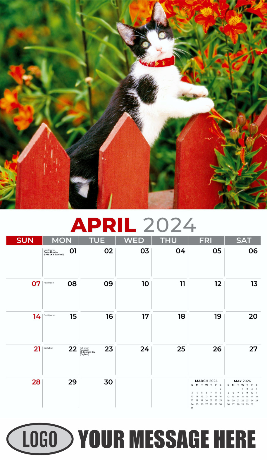 Kittens 2024 Business Promo Wall Calendar - April