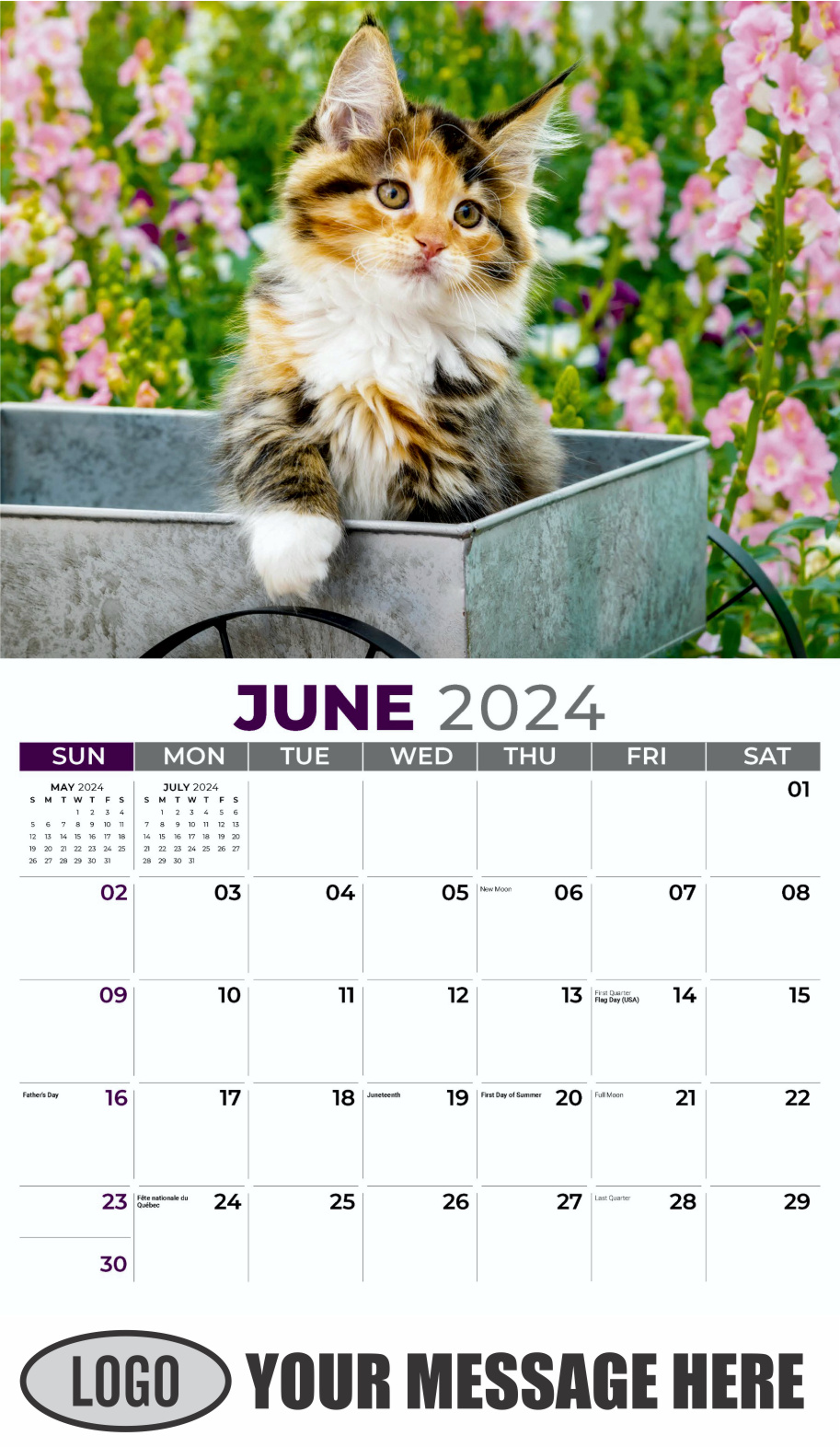 Kittens 2024 Business Promo Wall Calendar - June