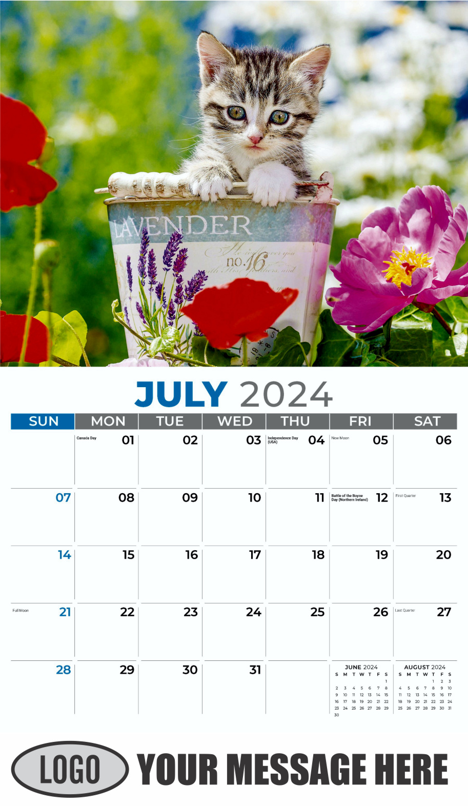 Kittens 2024 Business Promo Wall Calendar - July