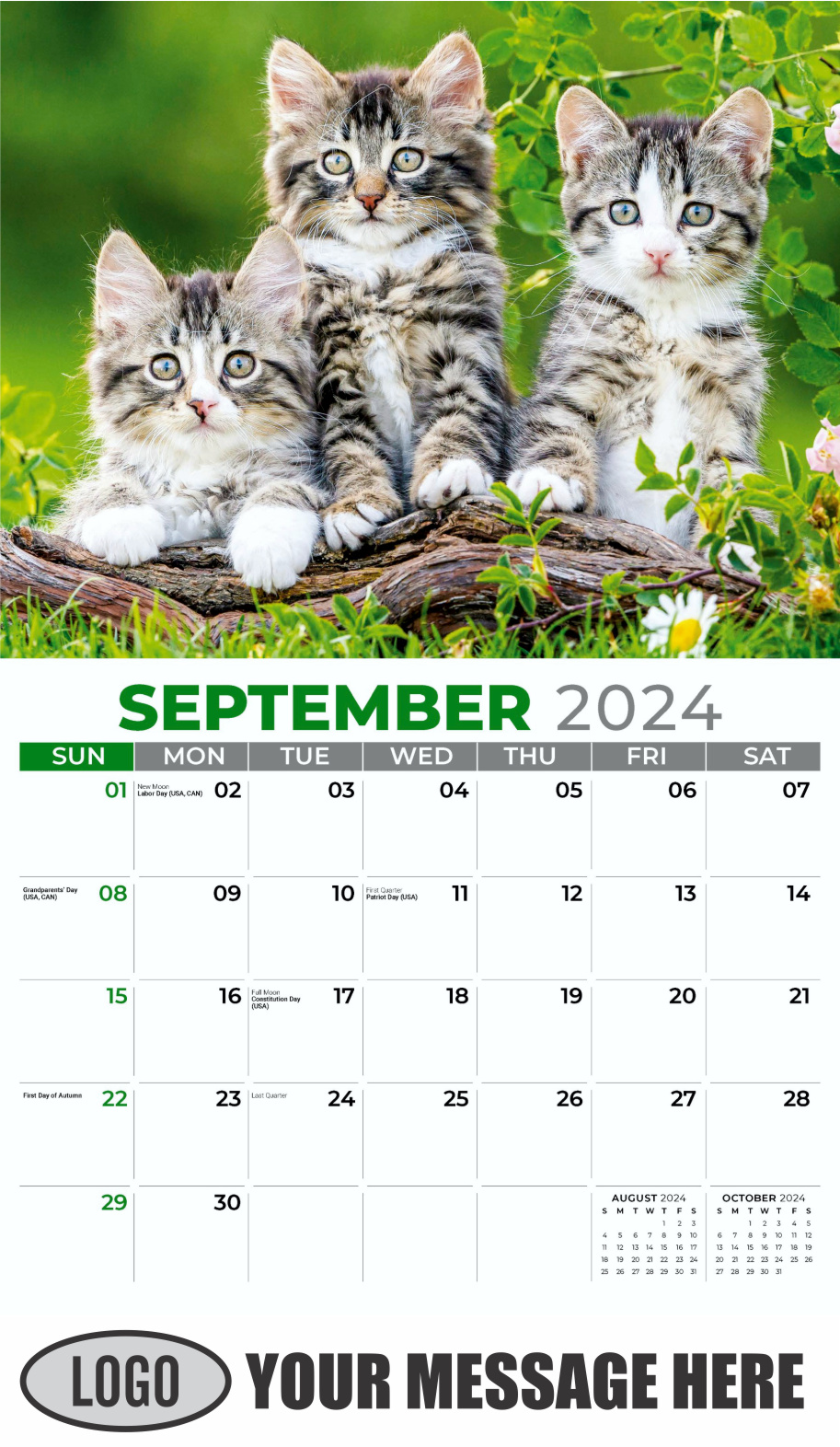 Kittens 2024 Business Promo Wall Calendar - September