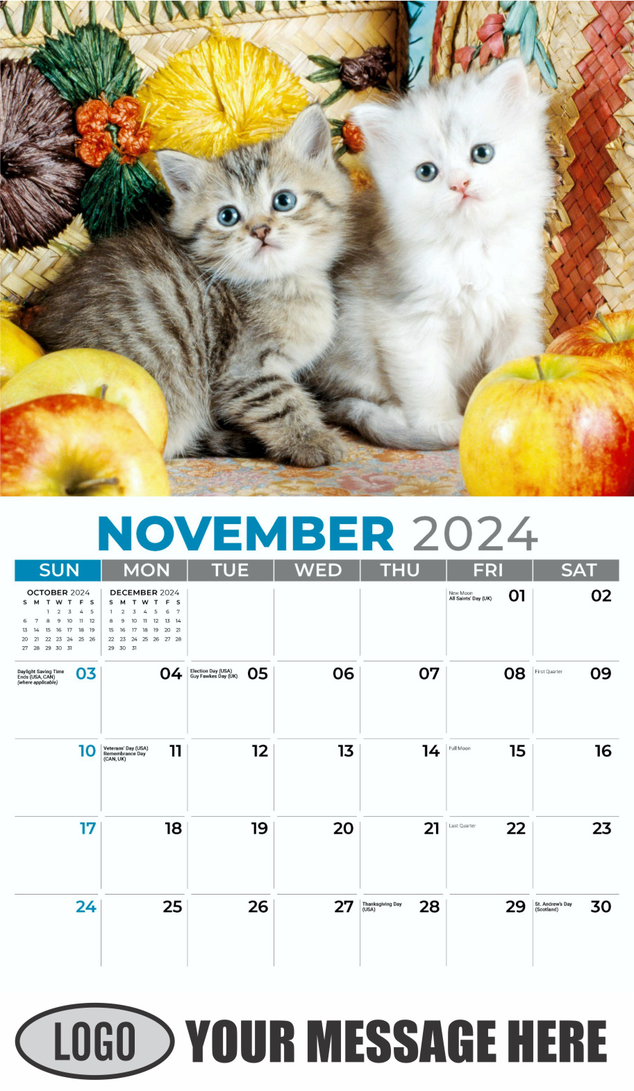 Kittens 2024 Business Promo Wall Calendar - November