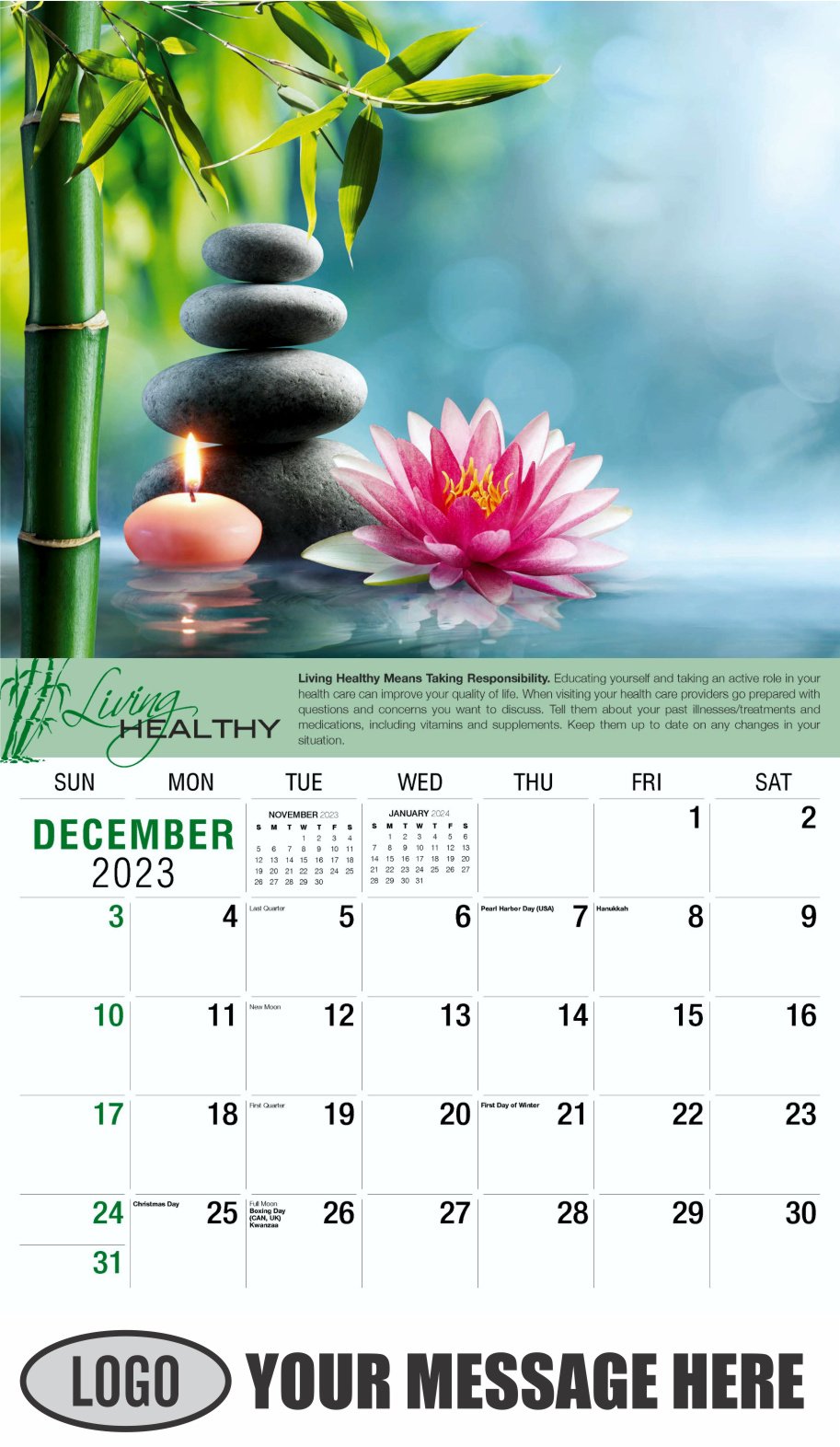 Living Healthy 2024 Business Promotional Calendar - December_a
