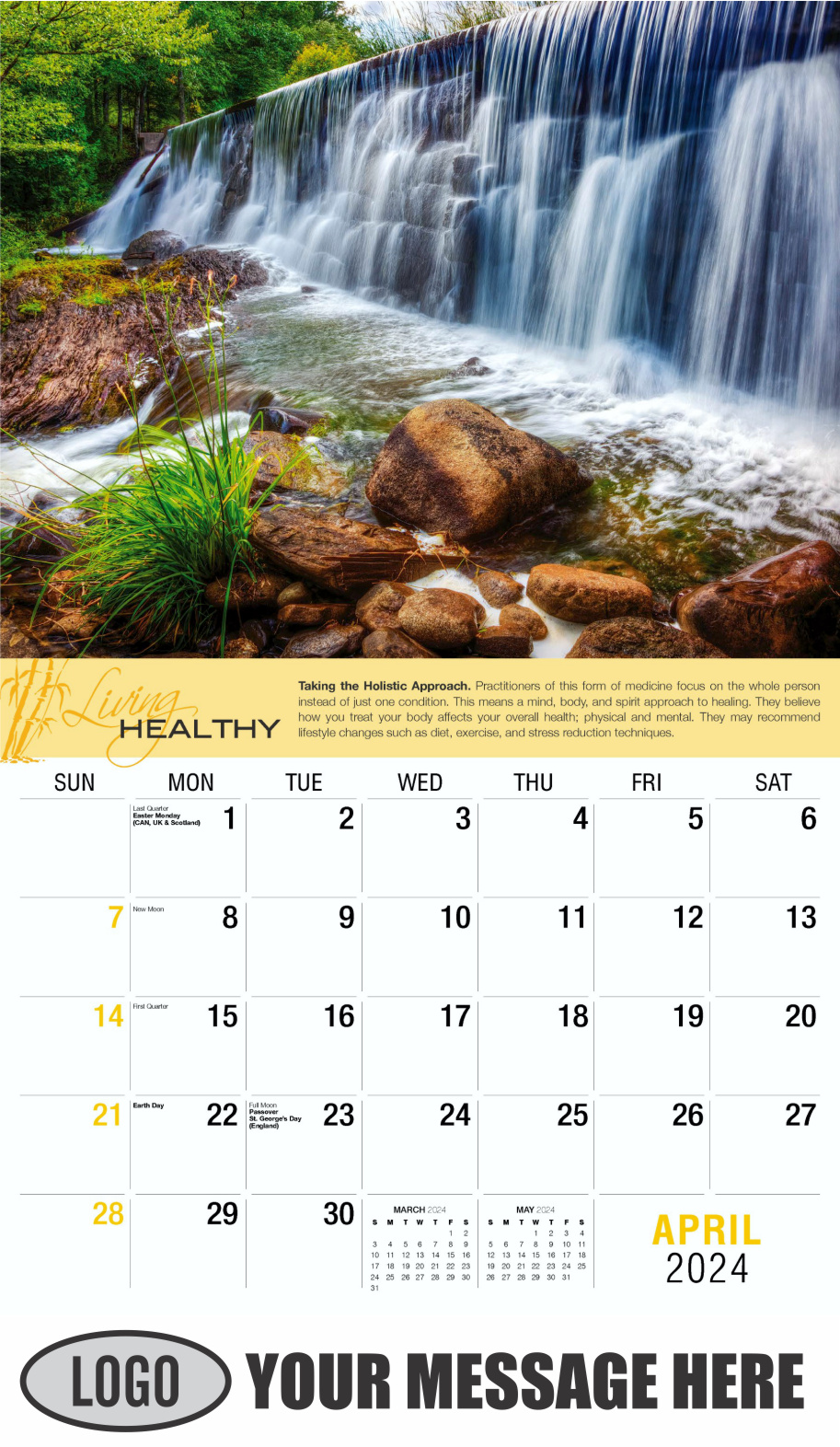 Living Healthy 2024 Business Promotional Calendar - April