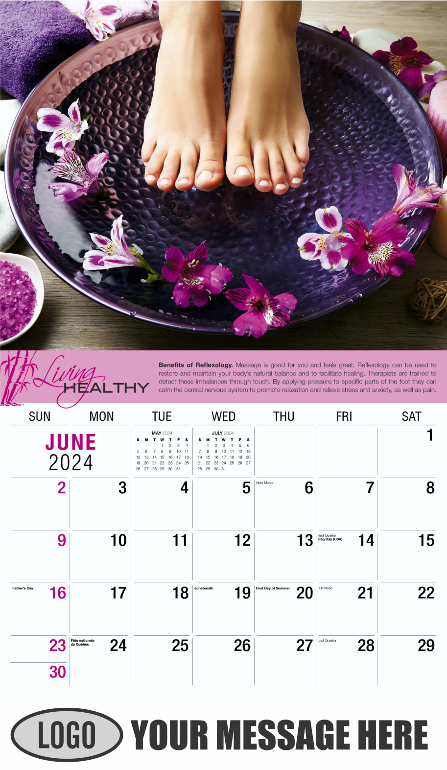 Living Healthy 2024 Business Promotional Calendar - June