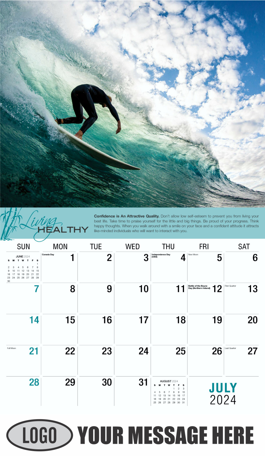 Living Healthy 2024 Business Promotional Calendar - July