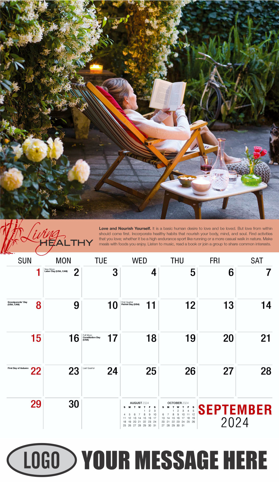 Living Healthy 2024 Business Promotional Calendar - September