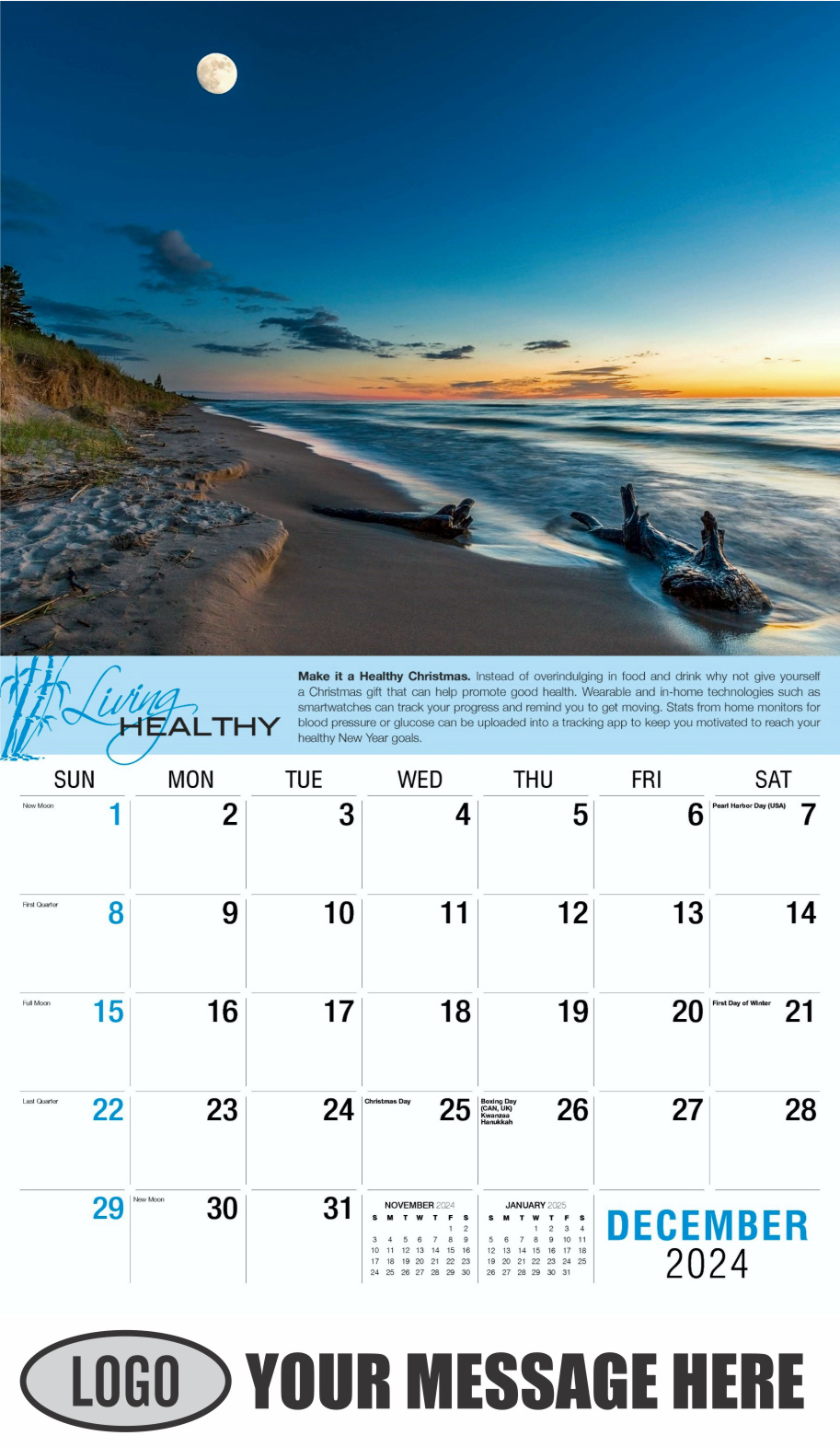 Living Healthy 2024 Business Promotional Calendar - December