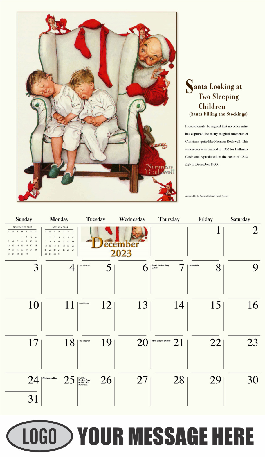 Memorable Images by Norman Rockwell 2024 Business Promotional Wall Calendar - December_a
