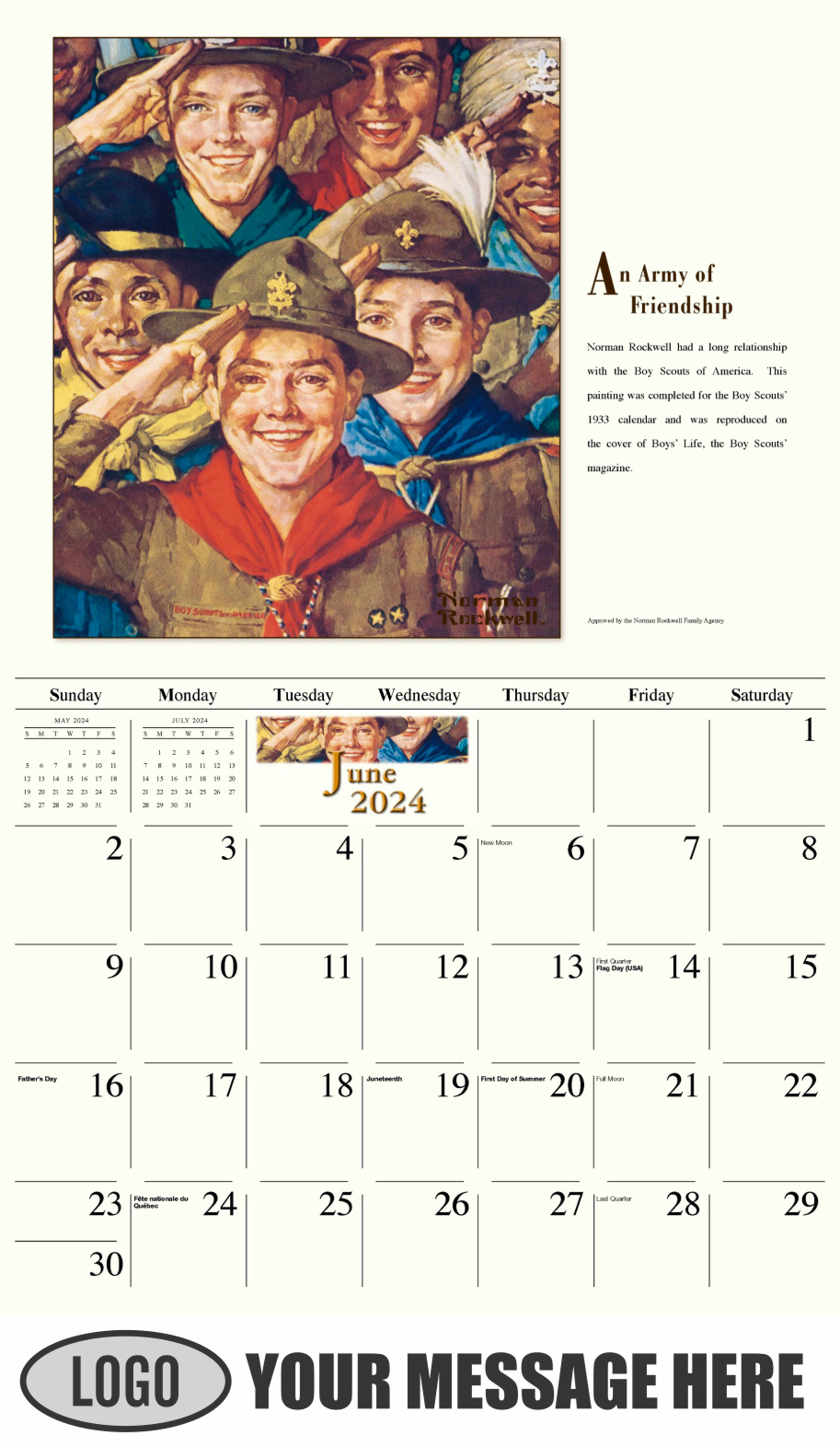 Memorable Images by Norman Rockwell 2024 Business Promotional Wall Calendar - June