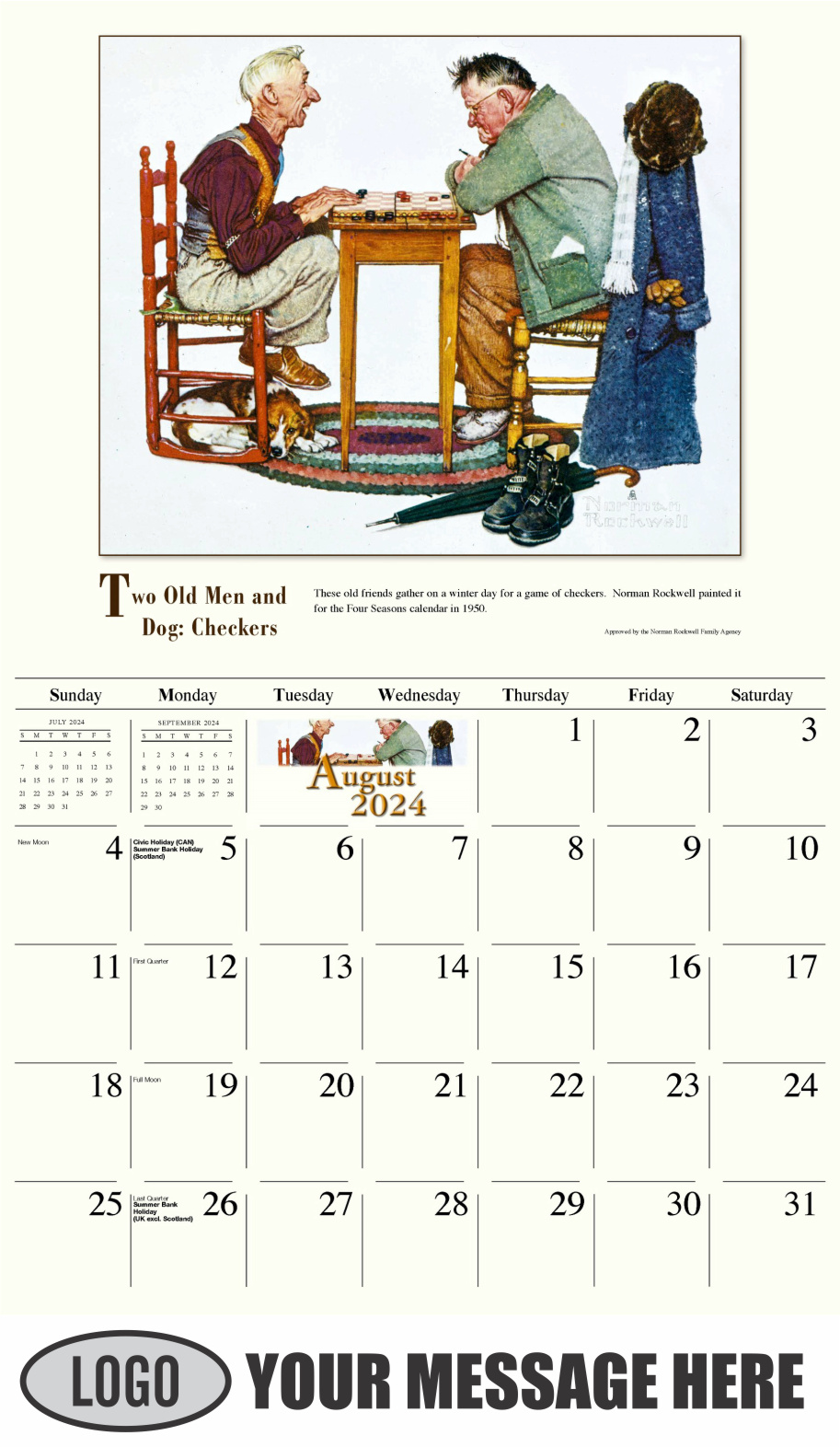 Norman Rockwell Art 2025 Business Promotion Calendar low as 65¢