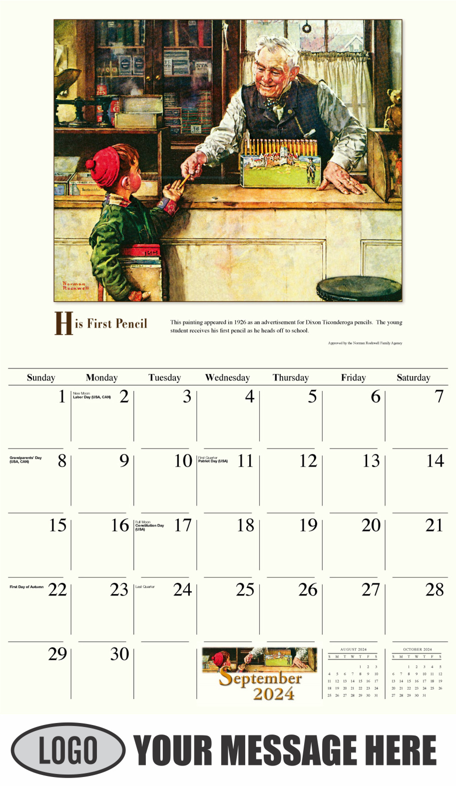 Norman Rockwell Art 2024 Business Promotion Calendar low as 65¢