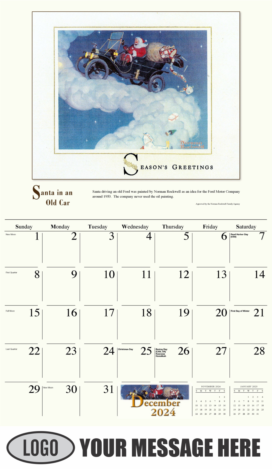 Norman Rockwell Art 2024 Business Promotion Calendar low as 65¢