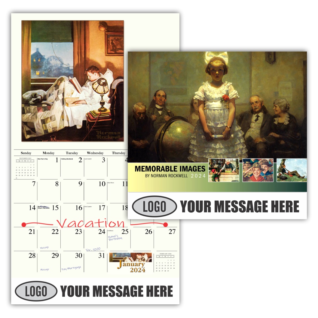 Memorable Images by Norman Rockwell 2024 Business Promotional Wall calendar