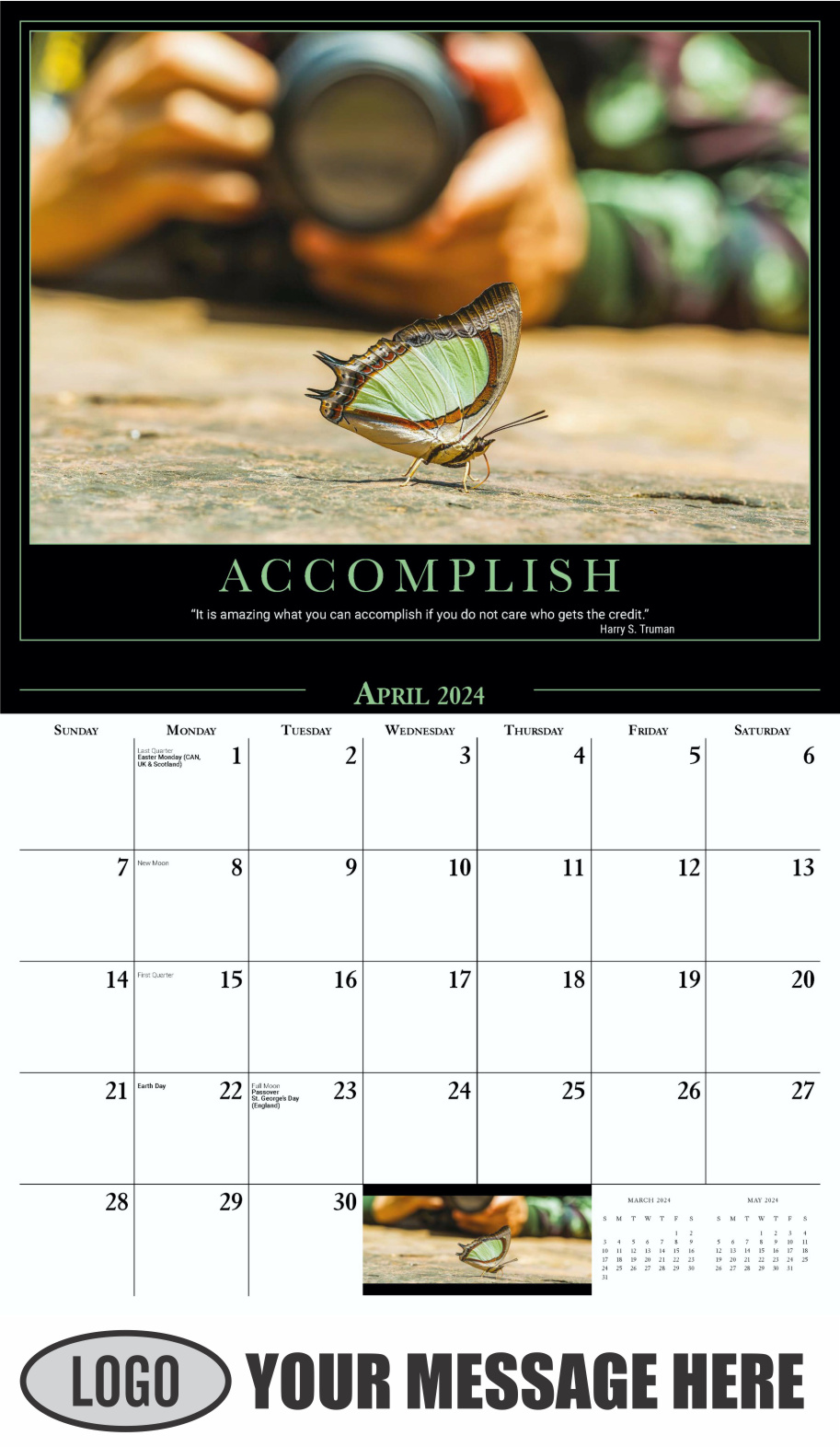 Motivational Quotes 2024 Business Promo Wall Calendar - April