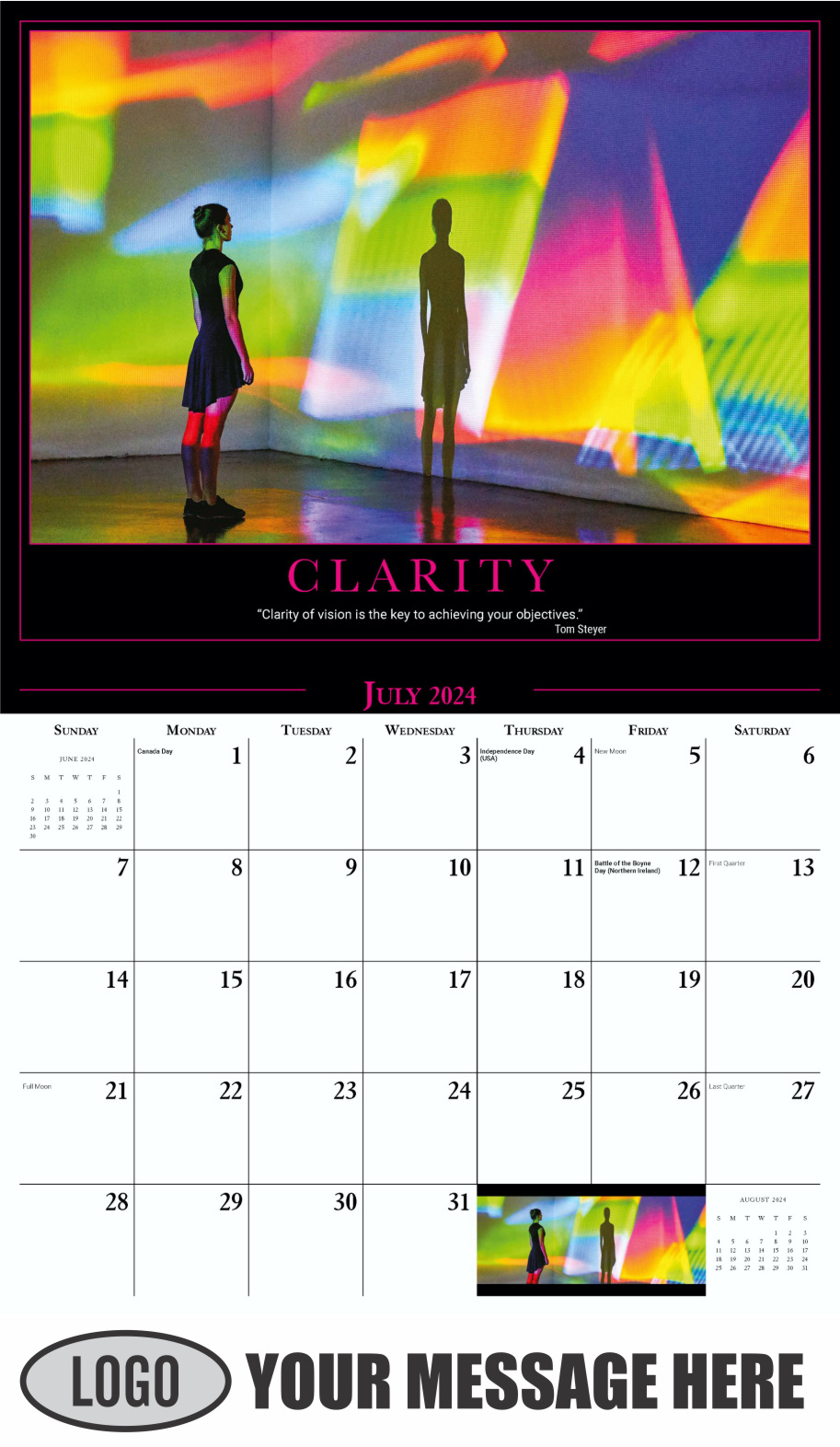 Motivational Quotes 2024 Business Promo Wall Calendar - July