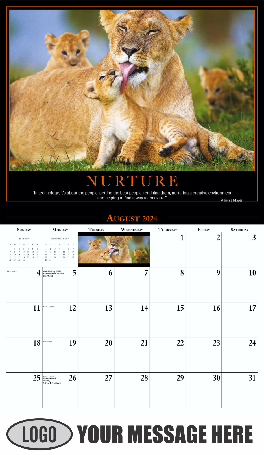 Motivational Quotes 2024 Business Promo Wall Calendar - August