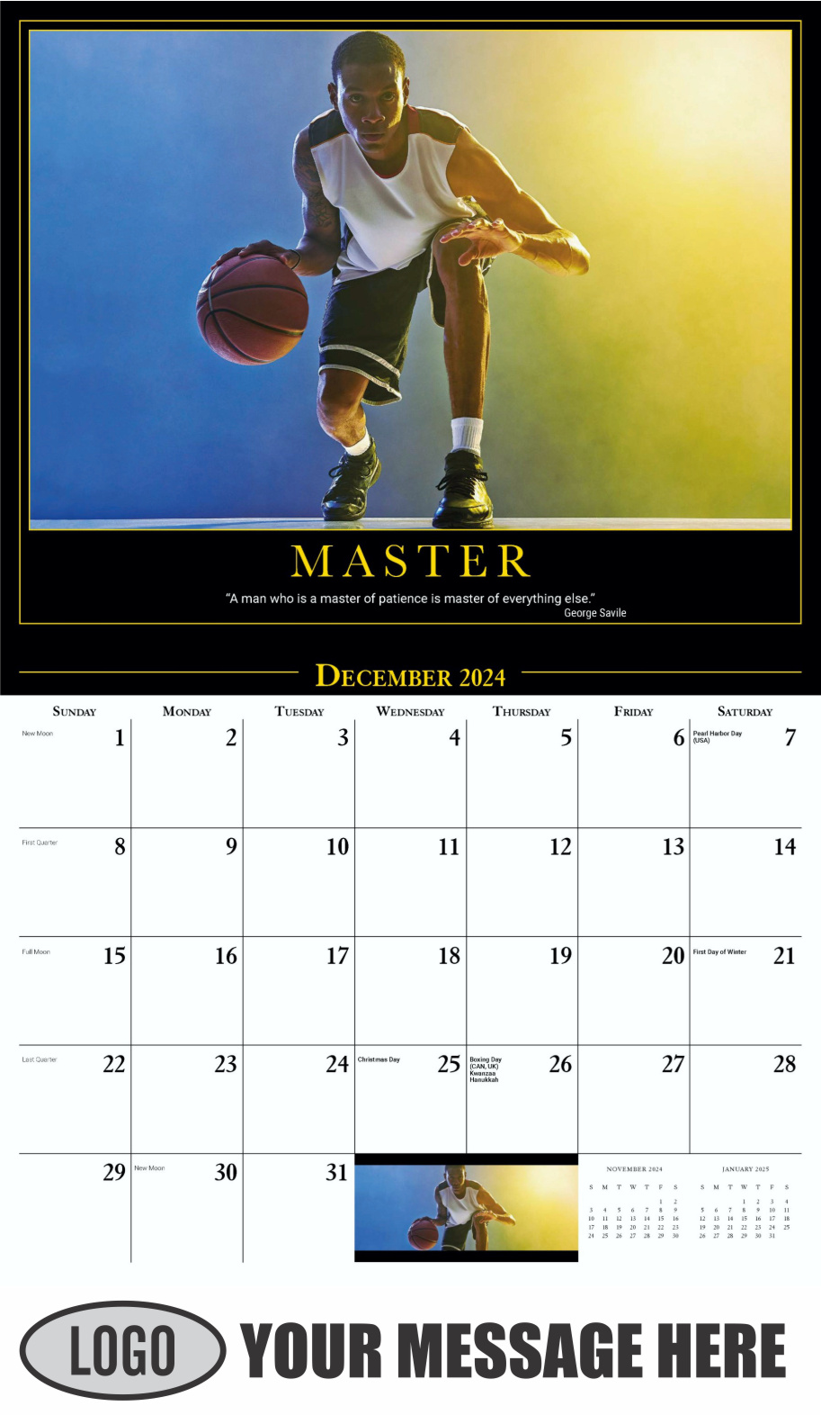 Motivational Quotes 2024 Business Promo Wall Calendar - December