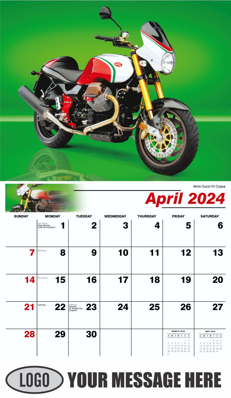 Motorcycle Mania 2024 Automotve Business Advertising Wall Calendar - April