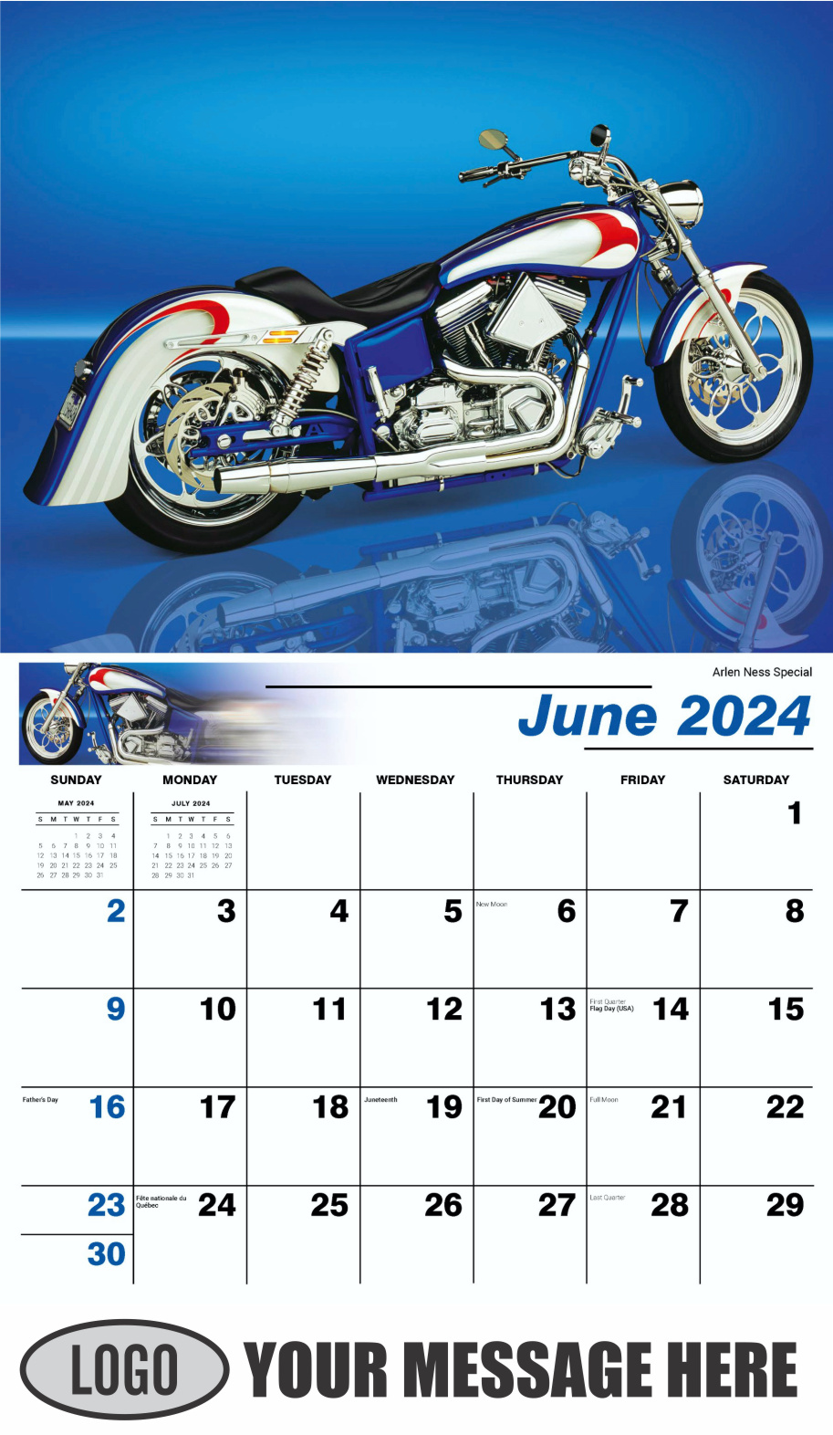 Motorcycle Mania 2024 Automotve Business Advertising Wall Calendar - June