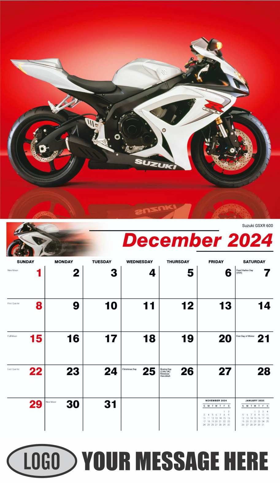 2024 Business advertising calendar Custom Motorcycles low as 65¢