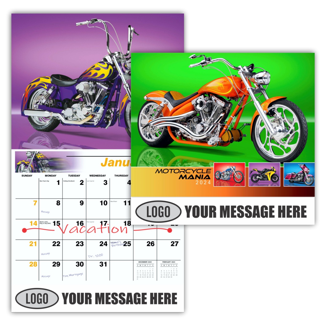 Motorcycle Mania 2024 Automotve Business Advertising Wall calendar
