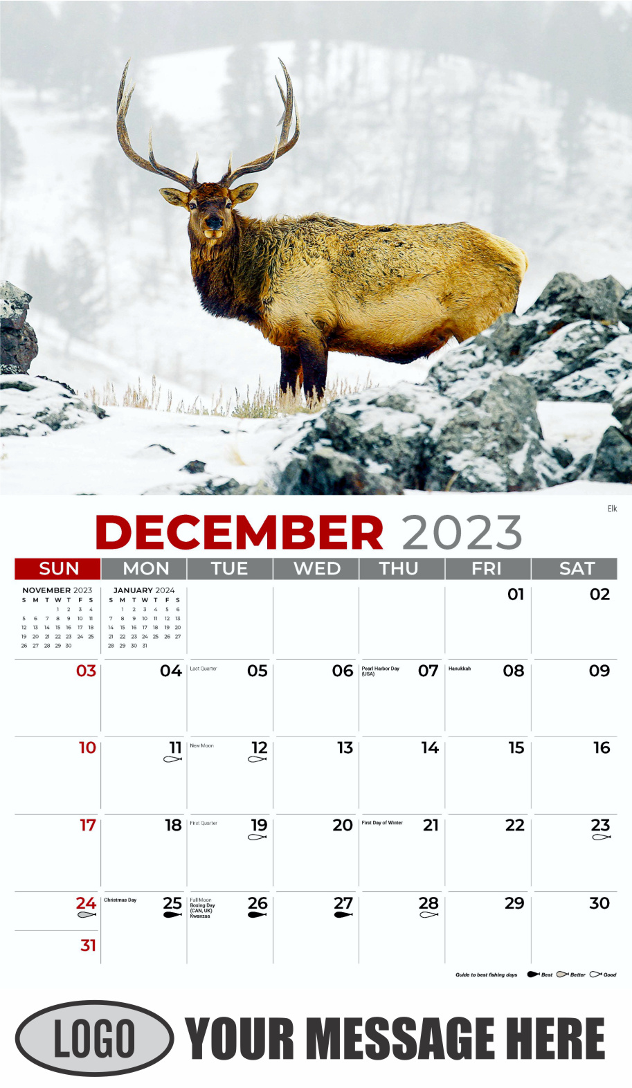 North American Wildlife 2024 Business Promo Wall Calendar - December_a