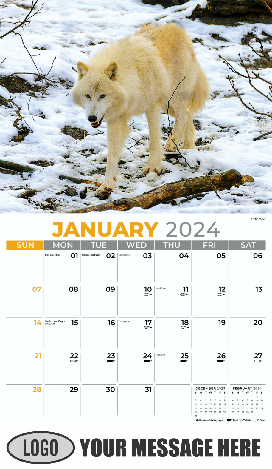 North American Wildlife 2024 Business Promo Wall Calendar - January