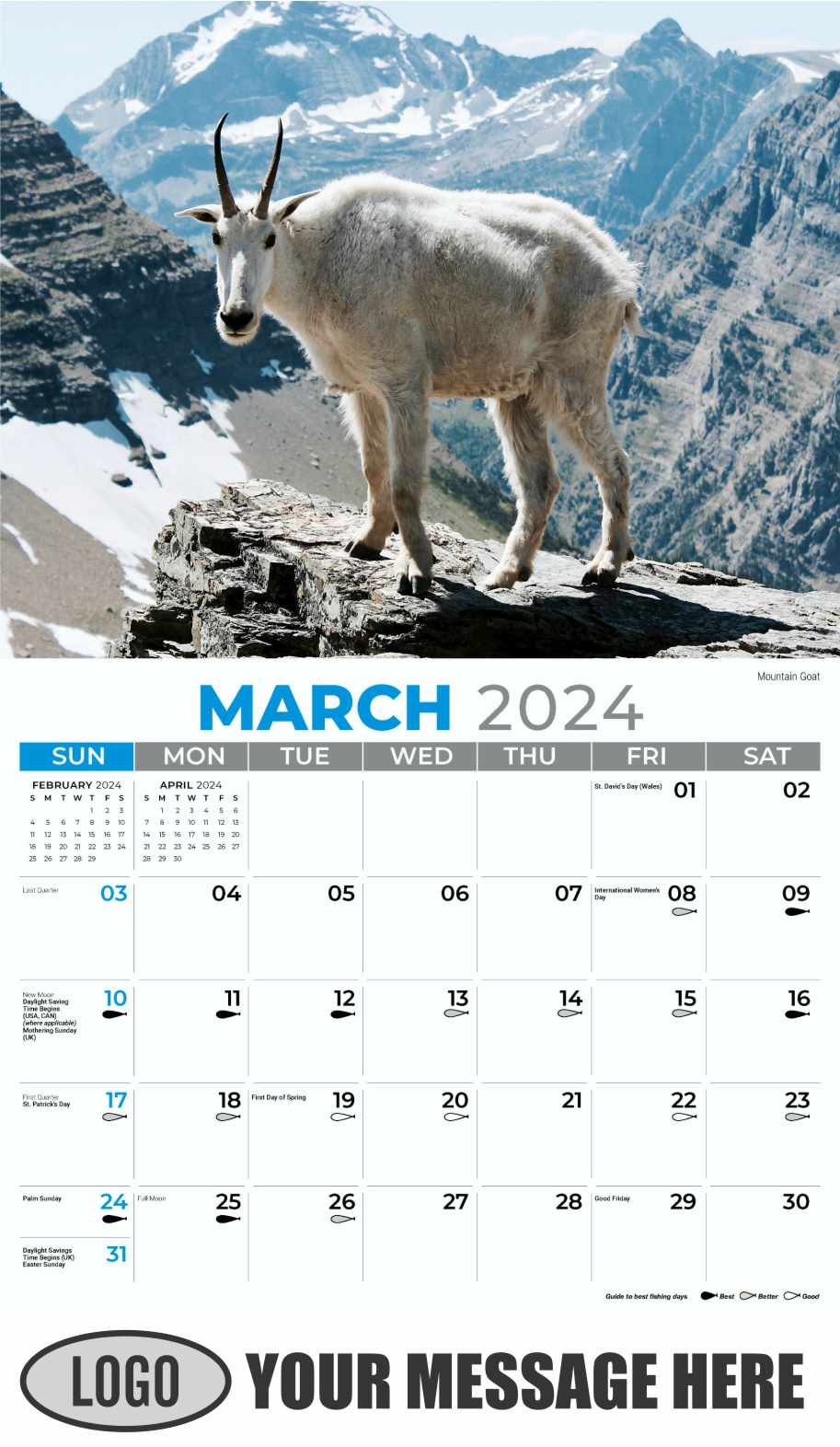 North American Wildlife 2024 Business Promo Wall Calendar - March